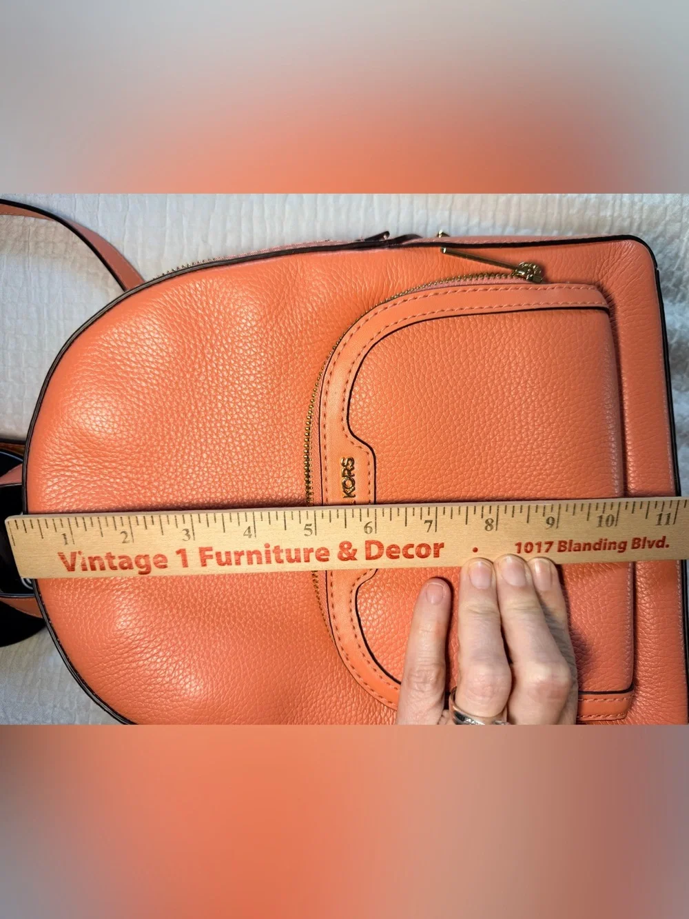 Michael Kors Medium Jaycee Zip Pocket Pebbled Leather Backpack Sherbet - Picture 15 of 15